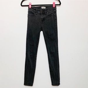 Madewell Skinny Jeans Black Stretch Denim Size 25 Mid Rise